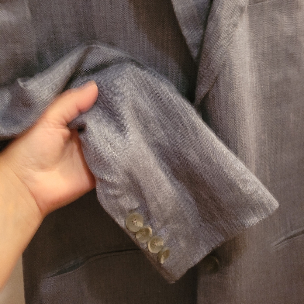 Oche Boutique Men's 40R Blue 100% Linen Tailor Hand Made Lined Blazer - Picture 5 of 16